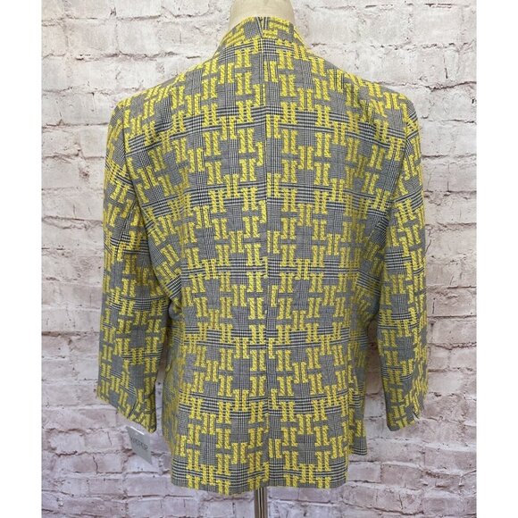 Kasper Open Front Blazer Jacket Size 10 Black Yellow Houndstooth Plaid NEW - Picture 8 of 11